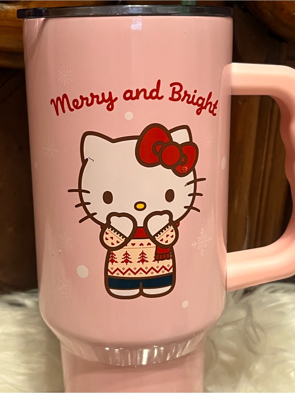 Hello Kitty Pink Merry and Bright Travel Tumbler with Straw - Picture 5 of 11